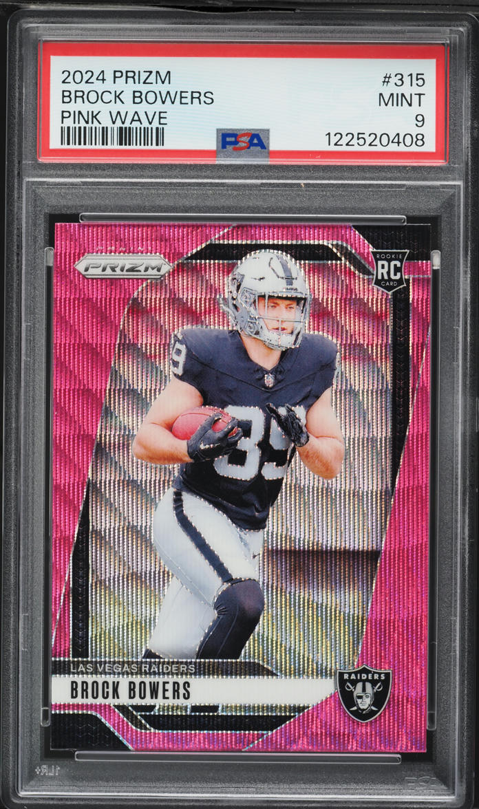 2024 Panini Prizm Pink Wave Brock Bowers ROOKIE #315 PSA 9 MINT
