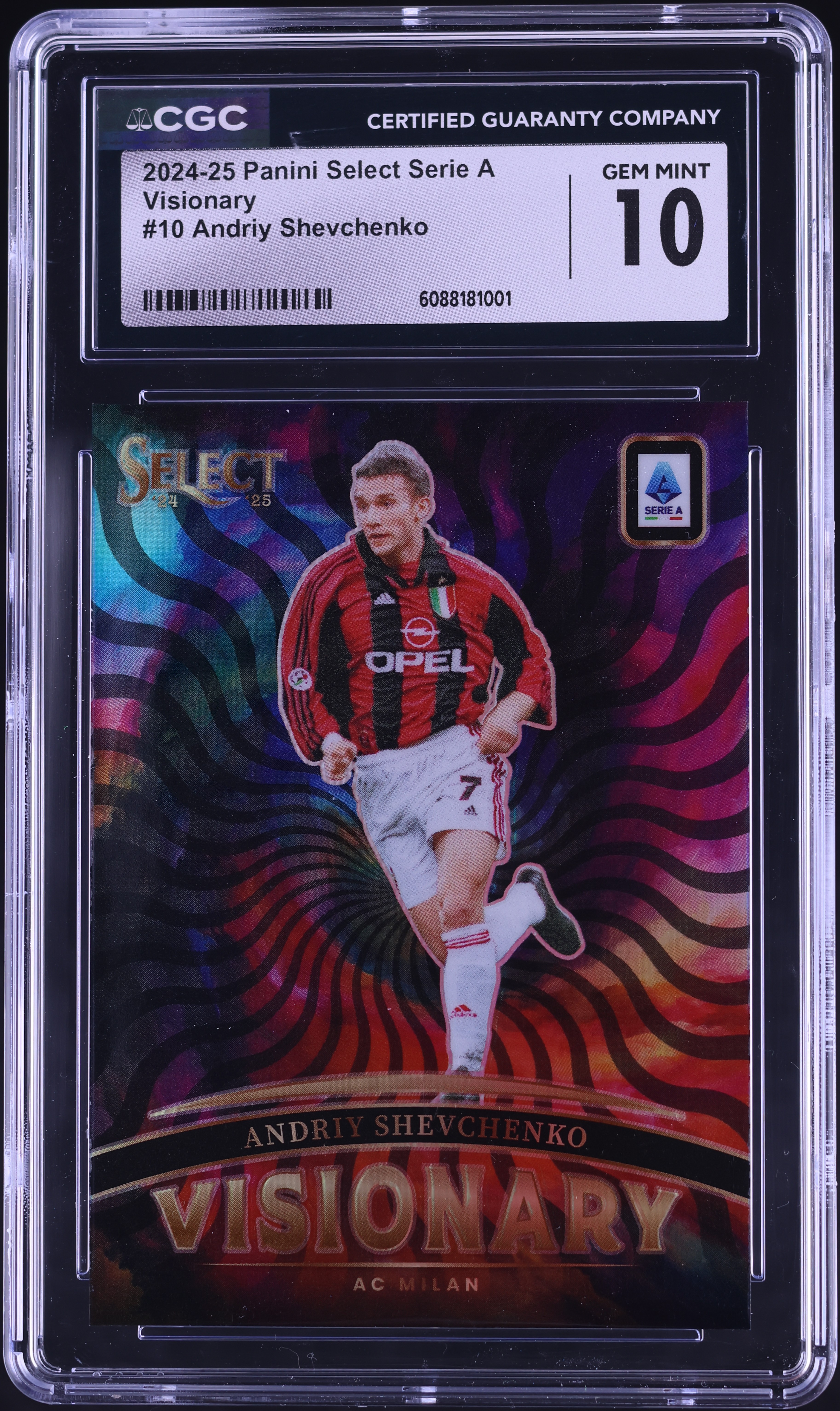 Carte Sportive Topps Finest UCC 2024/25 - Andriy Shevchenko (AC Milan) Auto /10 - Parallèle Noir