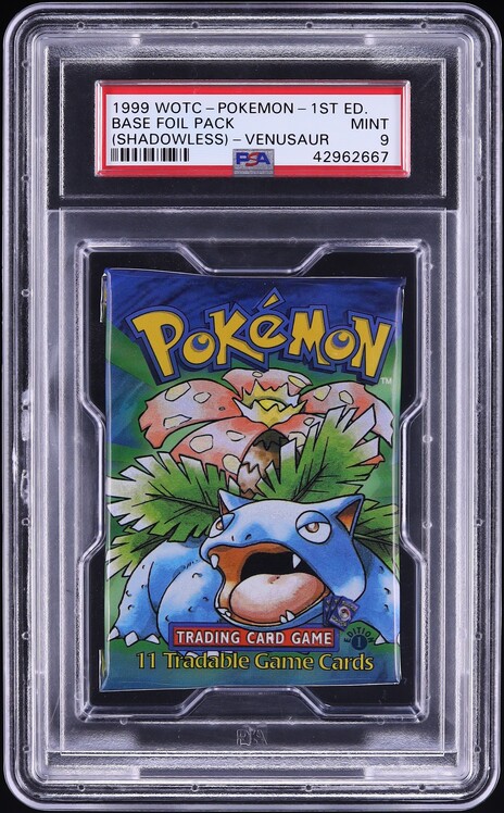 1st edition base set shadowless booster box 1999 Pokemon Foil Pack Venusaur PSA 9 MINT on Fanatics Collect Pokemon Base Set 1 Booster