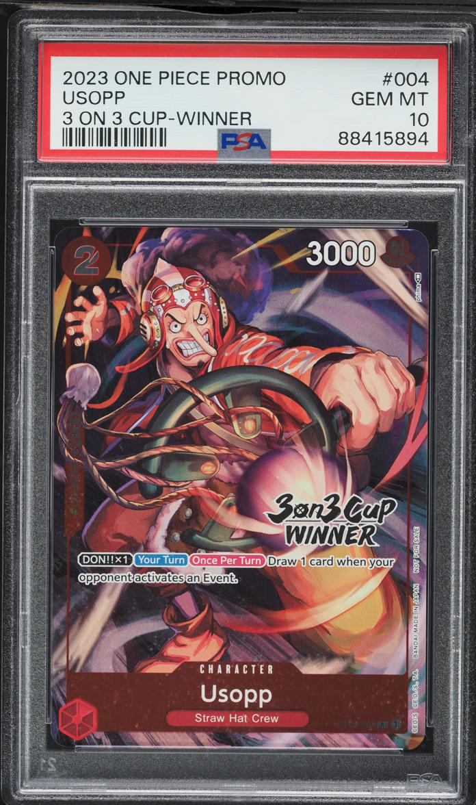 2023 One Piece Promo 3 On 3 Cup Winner Usopp #OP01-004 PSA 10 GEM MINT on Fanatics Collect 2023 One Piece Promo 3 On 3 Cup Winner Usopp #OP01-004 PSA 10 GEM MINT on Fanatics Collect