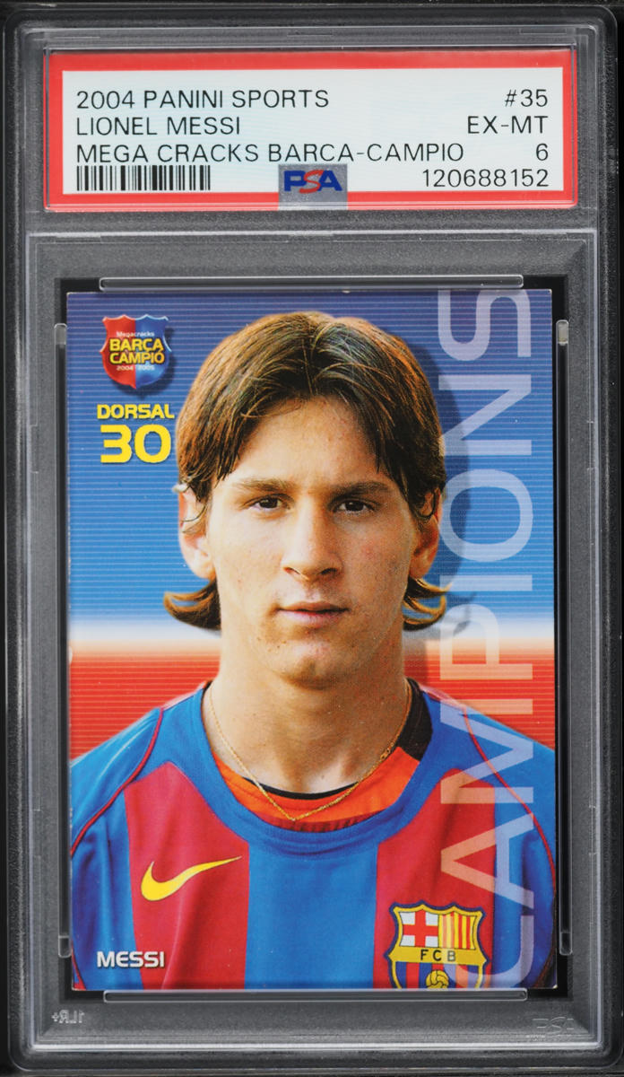 2004 Panini Sports Mega Cracks Barca Campio Lionel Messi ROOKIE #35 PSA 6 EXMT