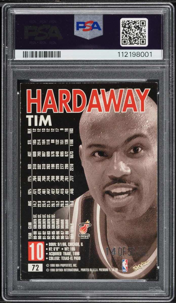 1998 Skybox Premium Star Rubies Tim Hardaway /50 #72 PSA 6 EXMT on