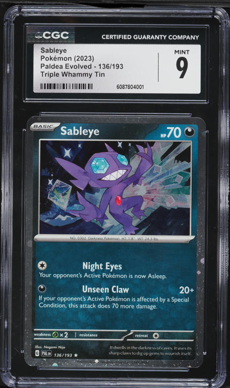 2023 Pokemon Scarlet & Violet Obsidian Flames Triple Whammy Tin Sableye #136 CGC 9 MINT