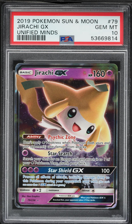2019 Pokemon Sun & Moon Unified Minds Jirachi GX #79 PSA 10 GEM MINT