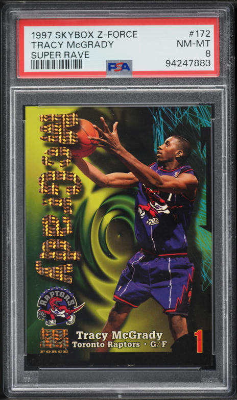 1997 Skybox Z-Force Super Rave Tracy McGrady ROOKIE /50 #172 PSA 8