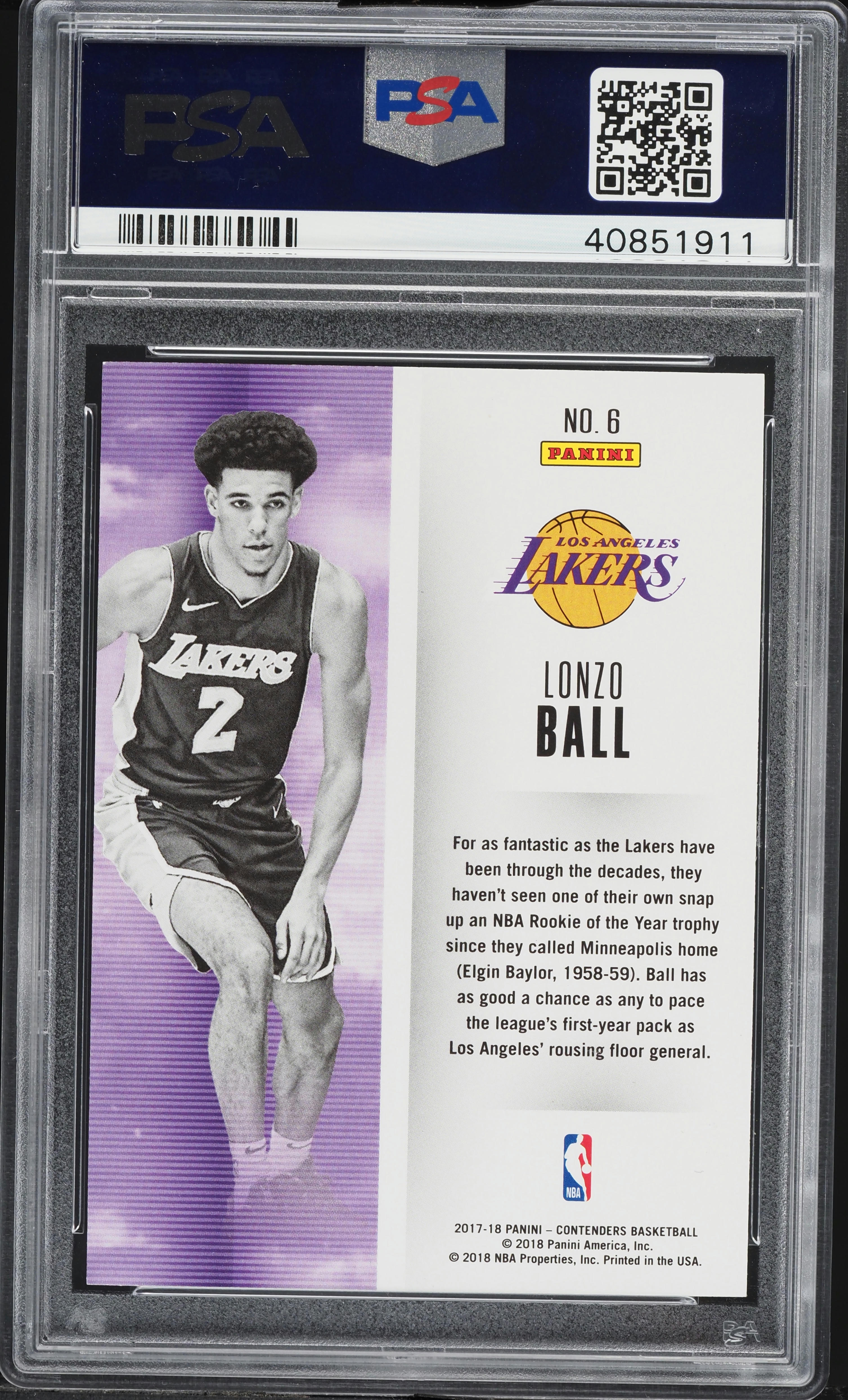 2017 Panini Contenders Rookie Of The Year Cracked Ice Lonzo Ball