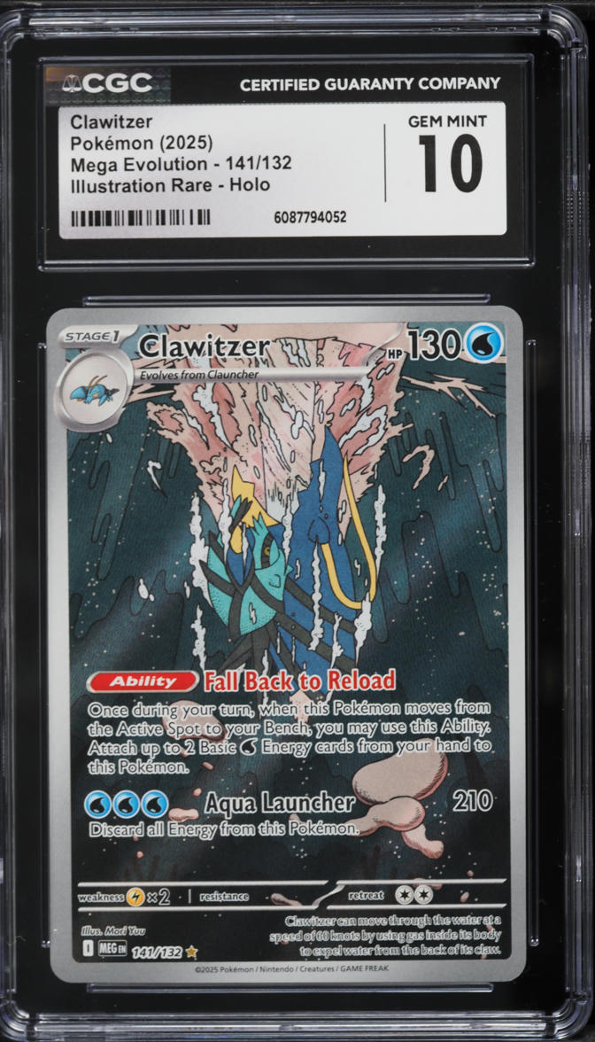2025 Pokemon Mega Evolution IR Clawitzer #141 CGC 10 GEM MINT