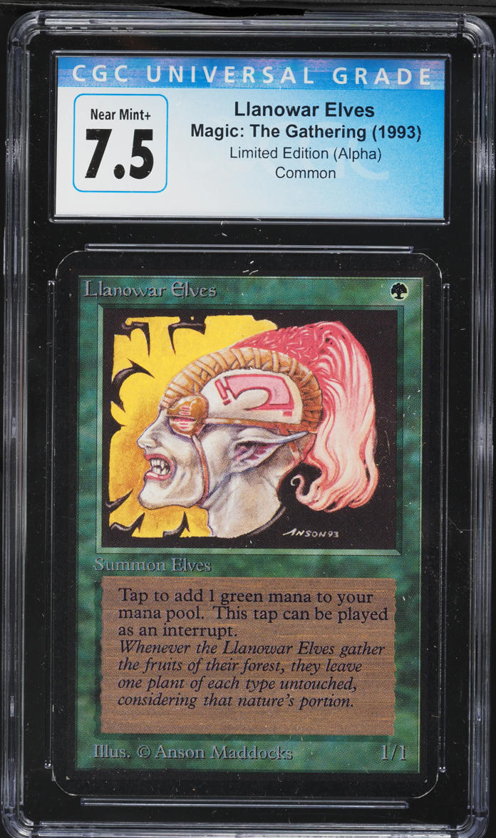 1993 Magic The Gathering MTG Alpha Llanowar Elves CGC 7.5 NRMT+
