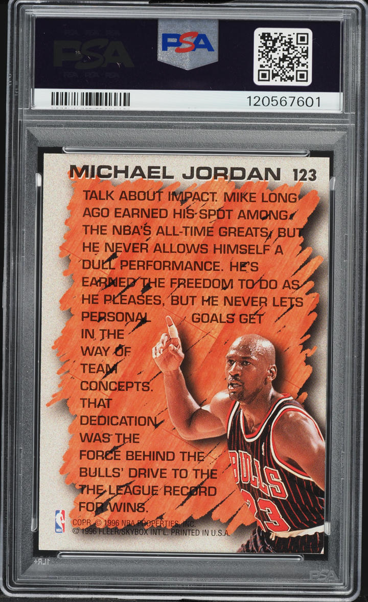 1996 Fleer Hardwood Leader Michael Jordan #123 PSA 9 MINT on
