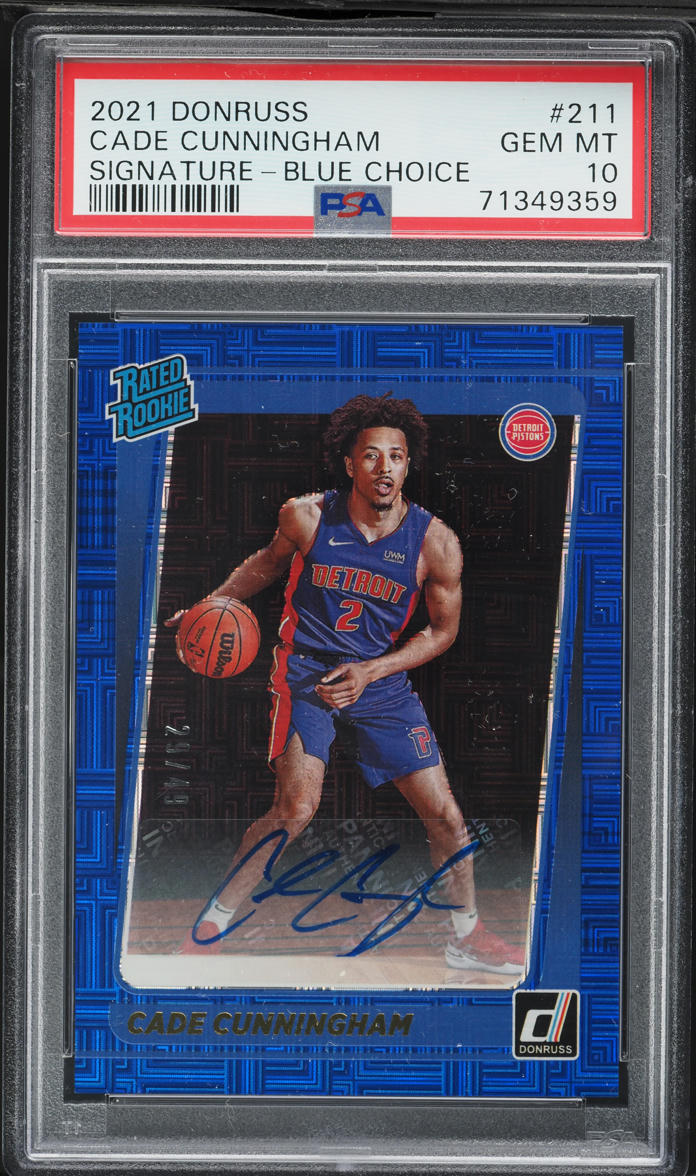 2021 Donruss Blue Choice Cade Cunningham ROOKIE AUTO /49 #211 PSA 10 GEM MINT