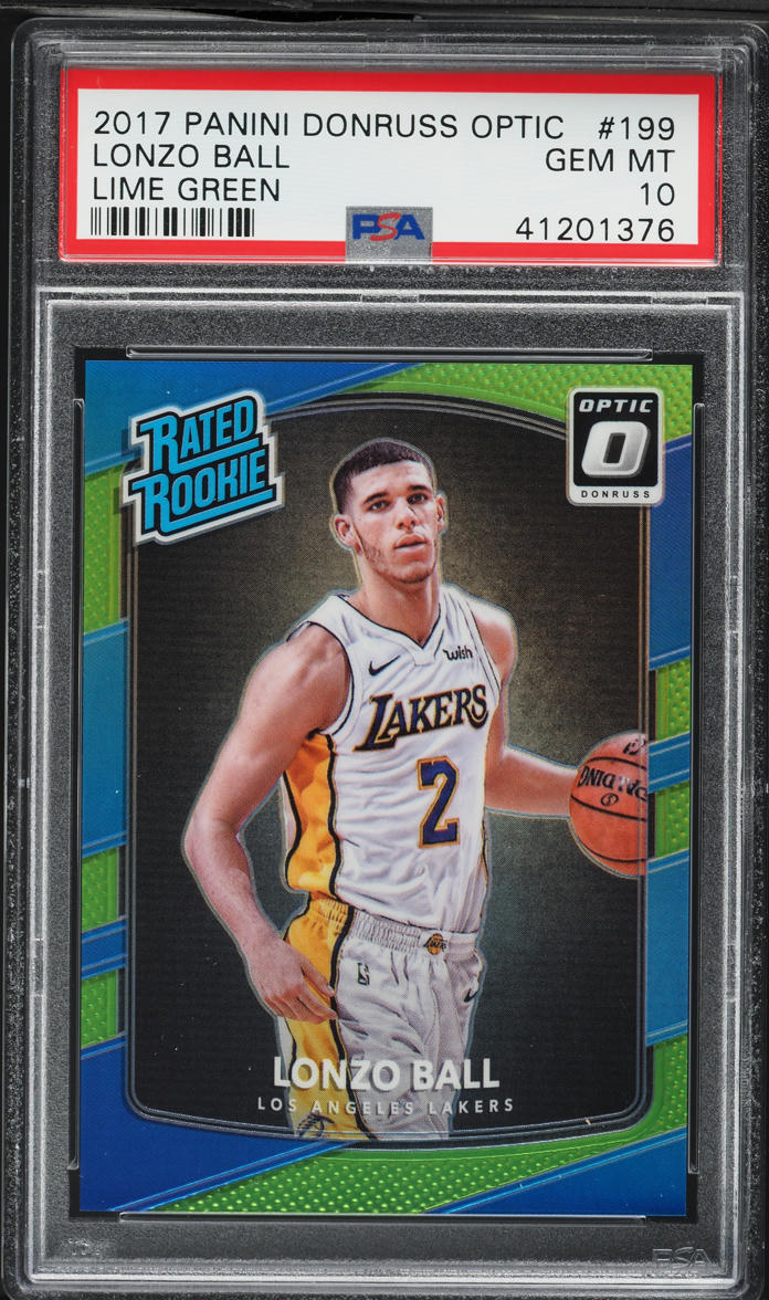 2017 Donruss Optic Lime Green Lonzo Ball ROOKIE /175 #199 PSA 10 GEM MINT