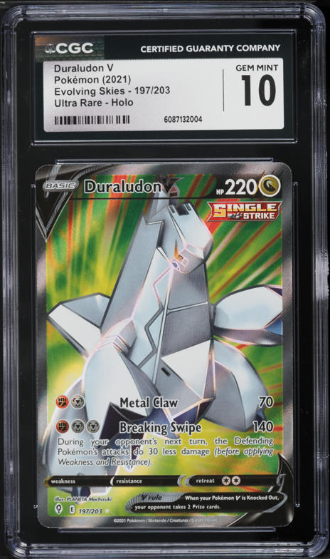 2021 Pokemon Sword & Shield Evolving Skies Full Art Duraludon V #197 CGC 10 GEM MINT