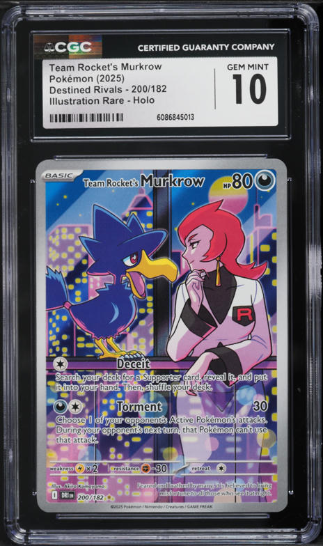 2025 Pokemon Destined Rivals Illustration Rare Team Rocket's Murkrow #200 CGC 10 GEM MINT