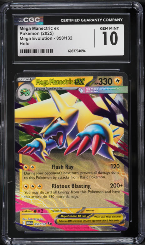 2025 Pokemon Mega Evolution Holo Mega Manectric ex #50 CGC 10 GEM MINT