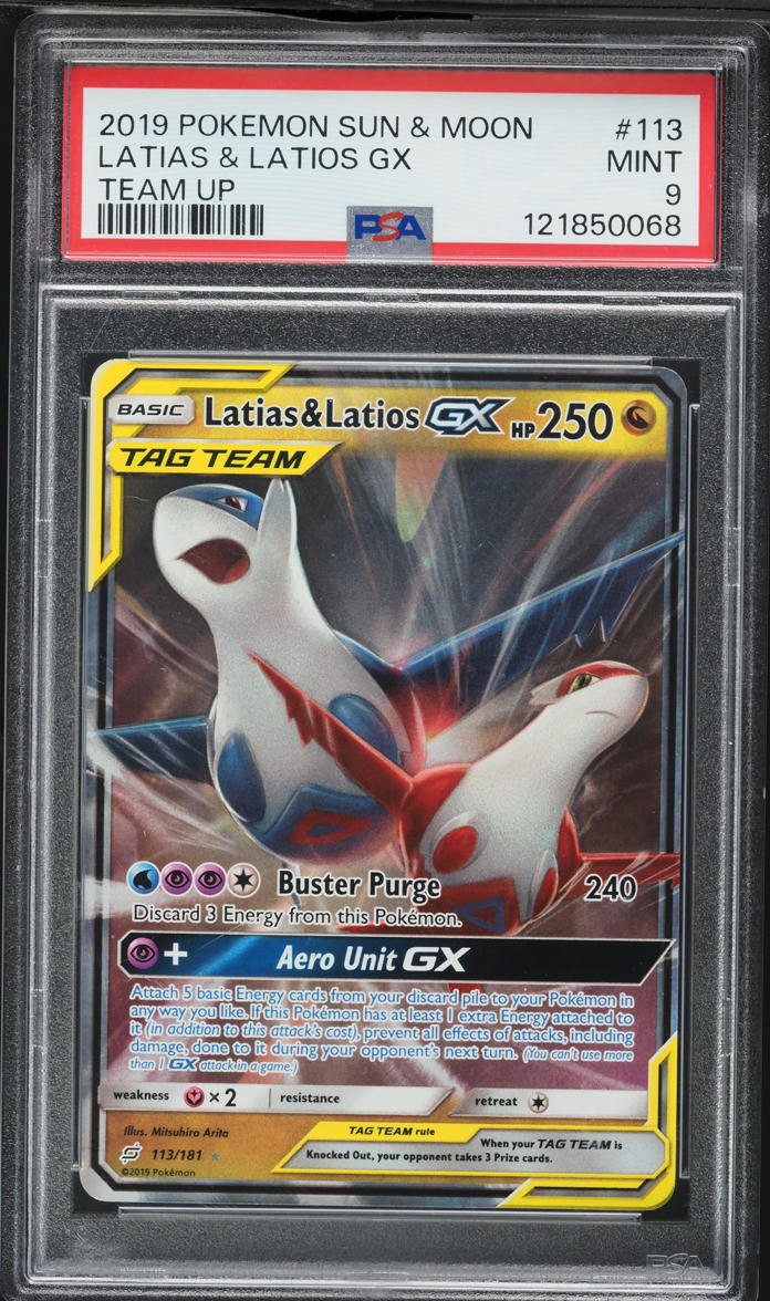 2019 Pokemon Sun & Moon Team Up Latias & Latios Gx #113 PSA 9 MINT