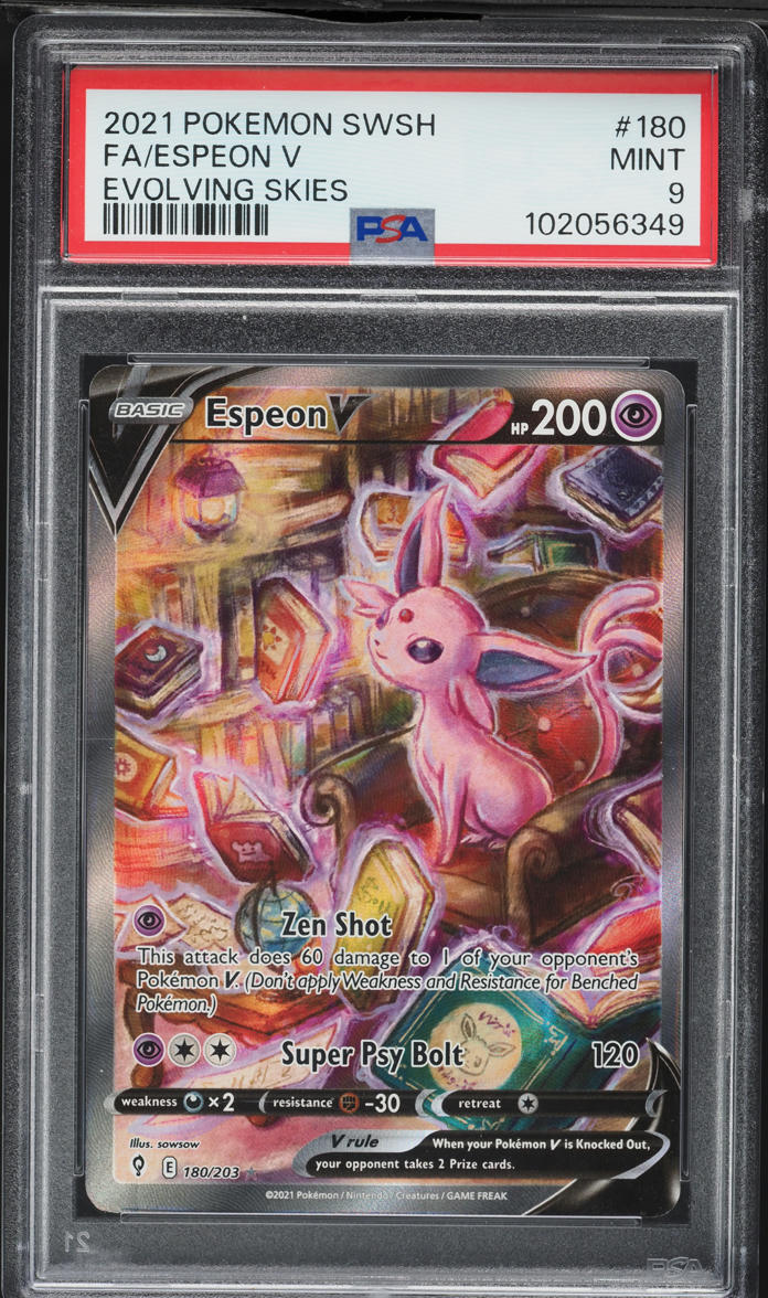 2021 Pokemon Sword & Shield Evolving Skies Full Art Espeon V #180 PSA 9 MINT