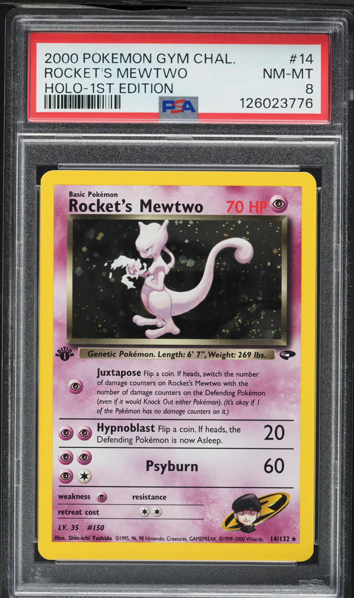 2000 Pokemon Gym Challenge 1st Edition Holo Rocket's Mewtwo #14 PSA 8 NM-MT