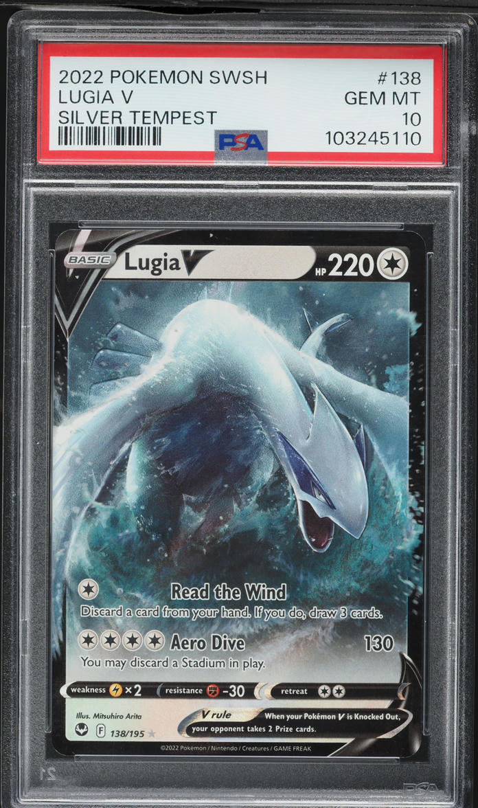2022 Pokemon Sword & Shield Silver Tempest Full Art Lugia V #138 PSA 10 GEM MINT