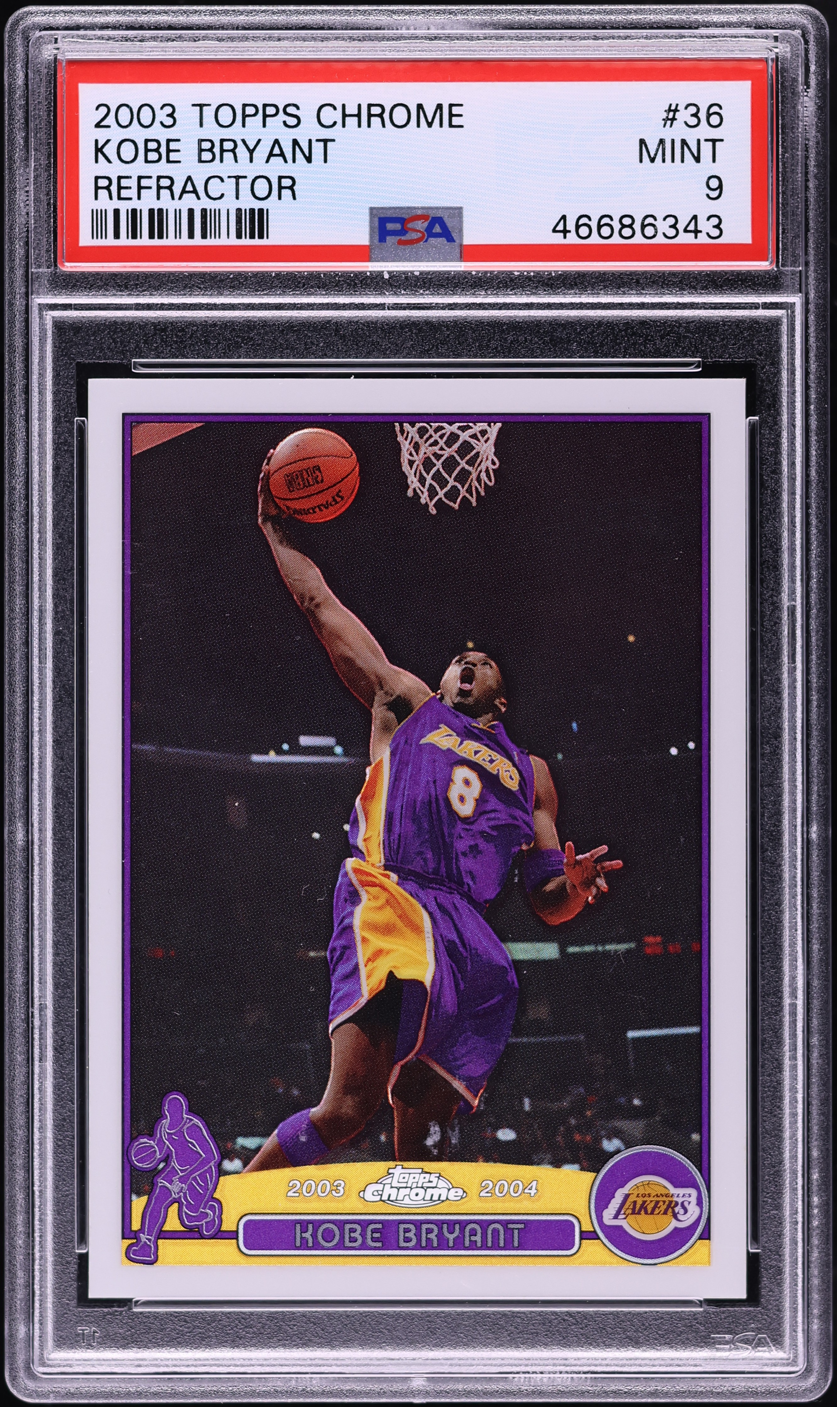 2003 Topps Chrome Refractor Kobe Bryant #36 PSA 9 MINT on Fanatics
