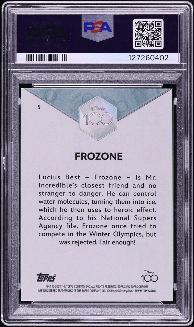 2023 Topps Chrome Disney100 Red & Black Wave Frozone /28 #5 PSA 10