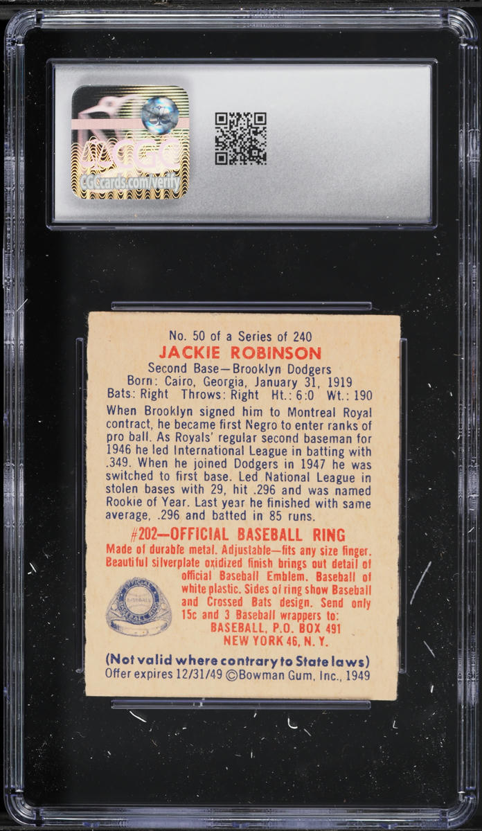 1949 Bowman Jackie Robinson ROOKIE #50 CGC 5.5 EX+