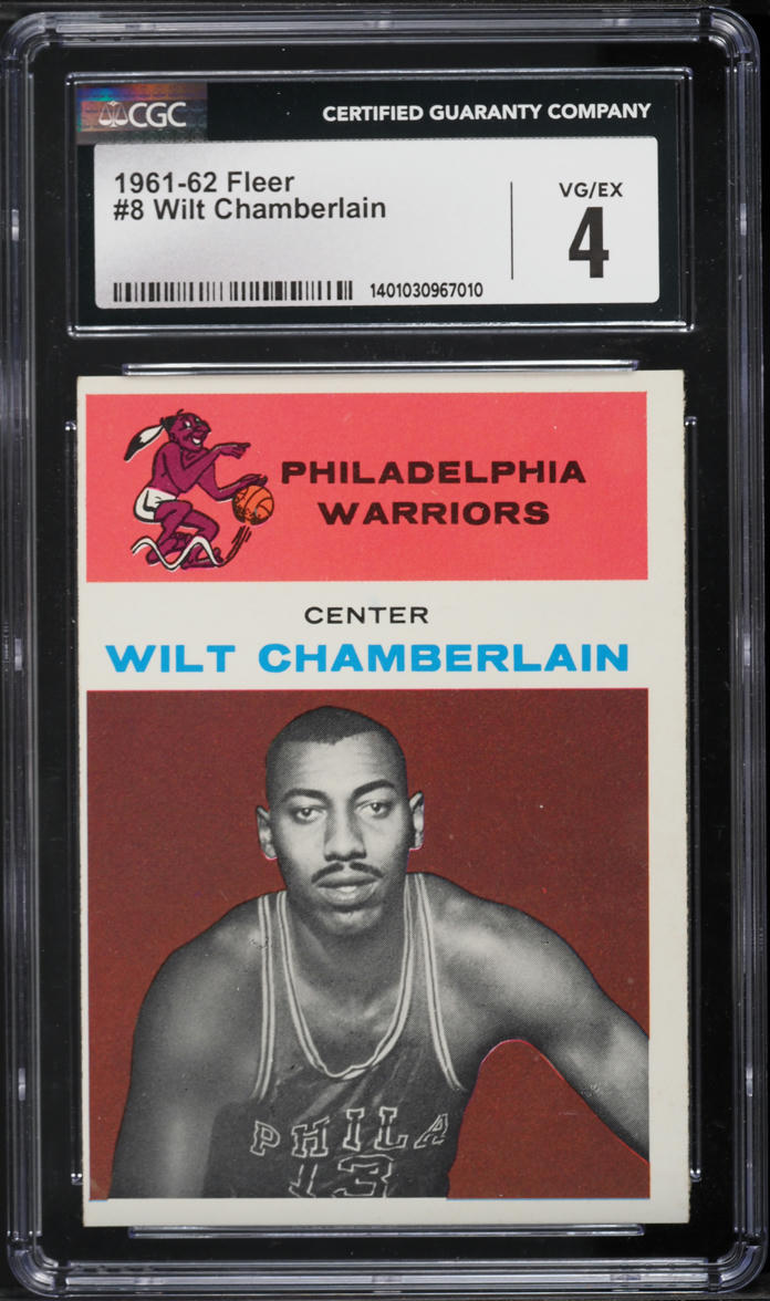 1961 Fleer Basketball Wilt Chamberlain ROOKIE #8 CGC 4 VGEX
