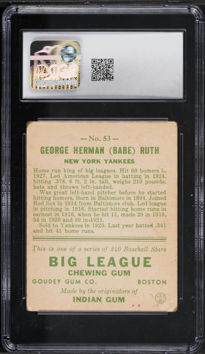 1933 Goudey Babe Ruth #53 CGC 2.5 GD+