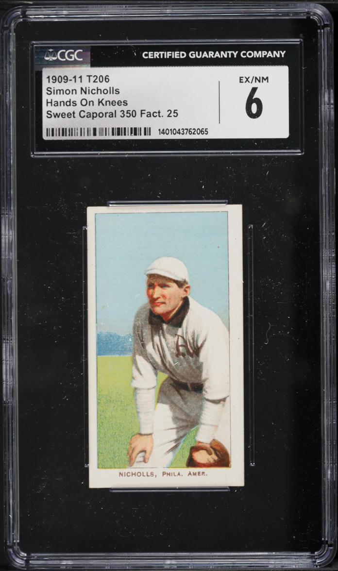 1909-11 T206 Simon Nicholls SWEET CAPORAL, HANDS ON KNEES CGC 6