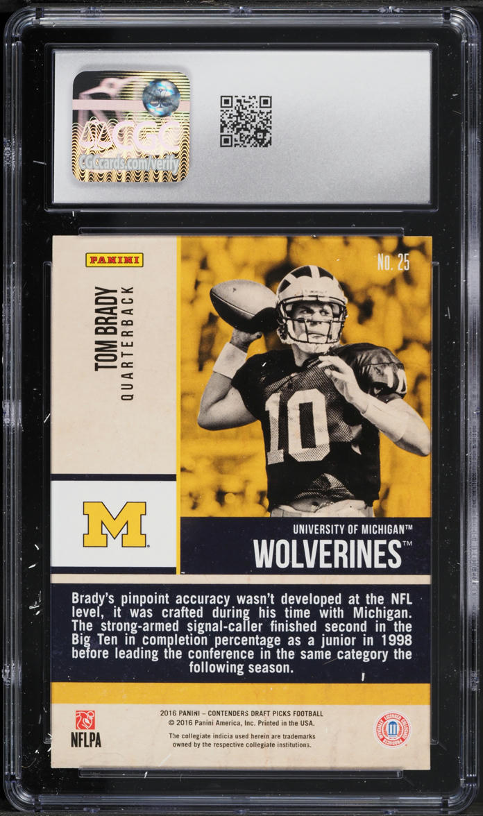 2016 Panini Contenders Draft Picks Old School Colors Tom Brady #25 CGC 10 GEM MINT