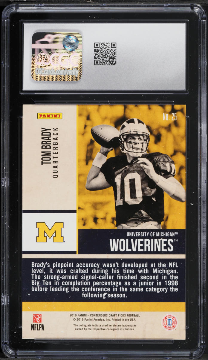 2016 Panini Contenders Draft Picks Old School Colors Tom Brady #25 CGC 9 MINT