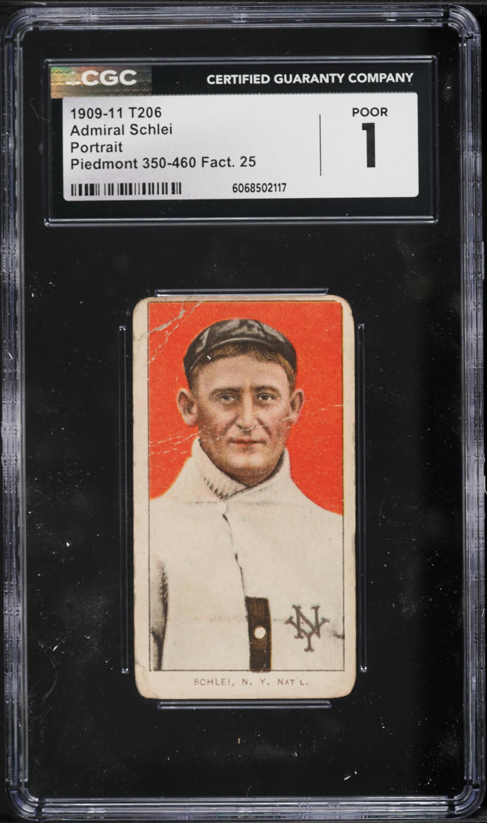 1909-11 T206 Admiral Schlei PORTRAIT, PIEDMONT CGC 1 PR