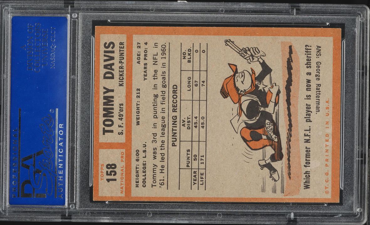 1962 Topps Football Tommy Davis #158 PSA 7 NRMT