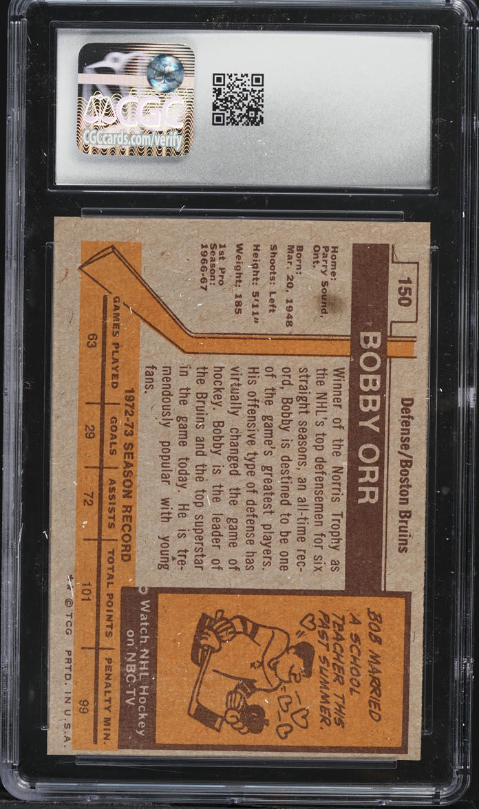 1973 Topps Hockey '72-73 All Star Bobby Orr #150 CGC 6.5 EXMT+