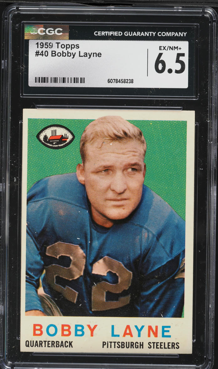 1959 Topps Football Bobby Layne #40 CGC 6.5 EXMT+
