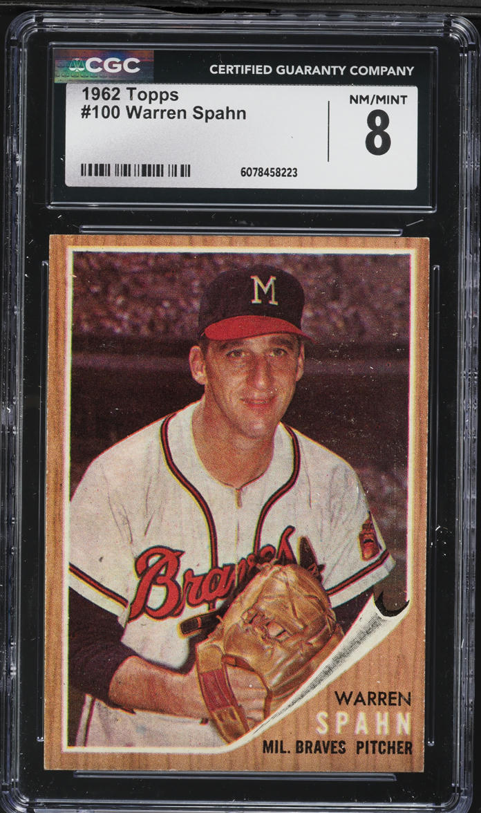 1962 Topps Warren Spahn #100 CGC 8 NM-MT