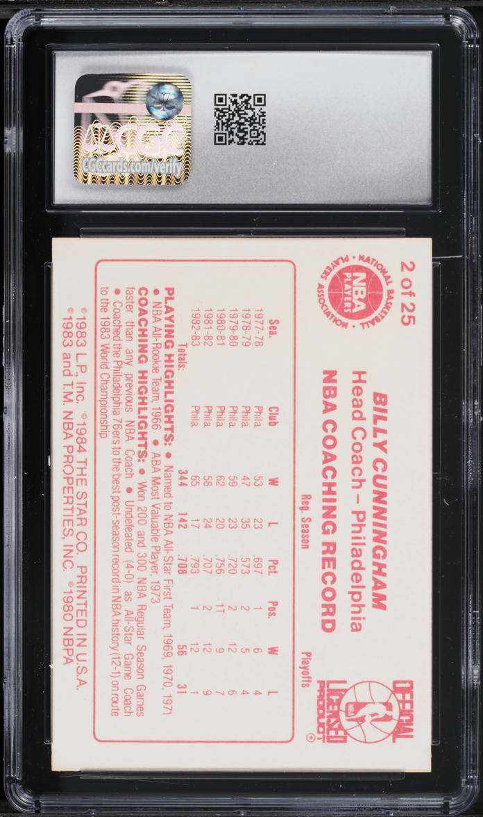 1983 Star Sixers Champs Billy Cunningham #2 CGC 8.5 NM-MT+
