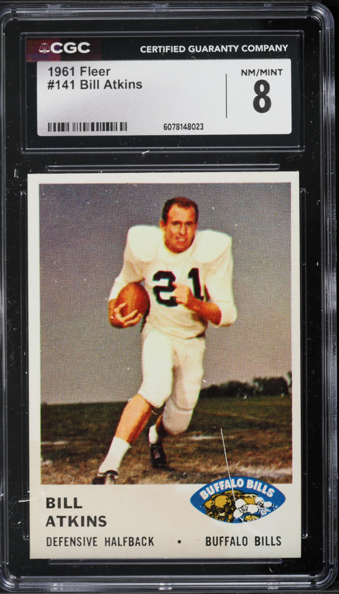 1961 Fleer Football Bill Atkins #141 CGC 8 NM-MT