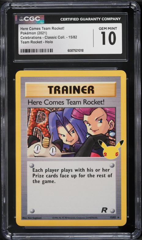 2021 Pokemon SWSH Celebrations Classic Collection Holo Here Comes Team Rocket! #15 CGC 10 GEM