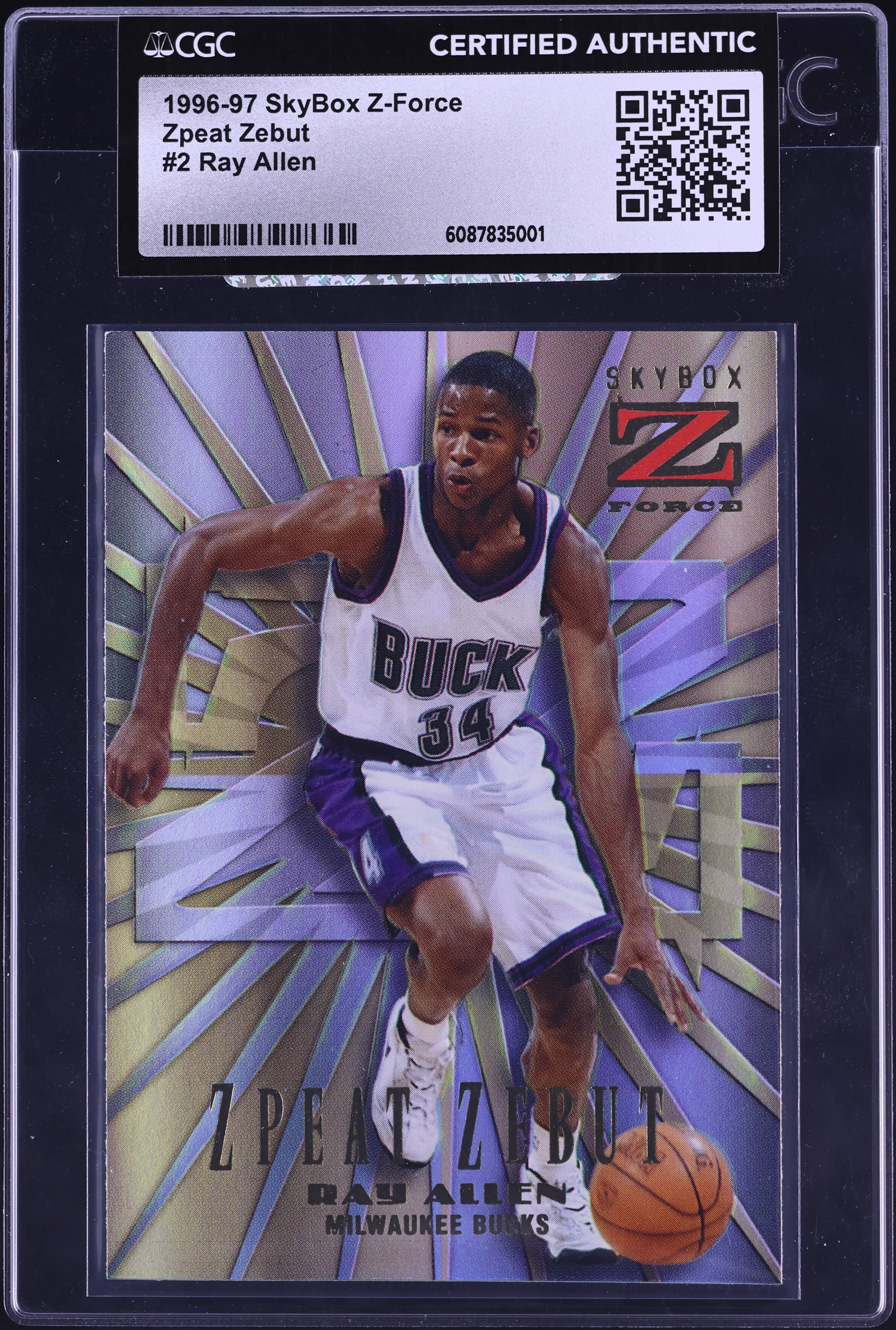 1996 SkyBox Z-Force Zpeat Zebut Ray Allen #2 CGC AUTH on Fanatics