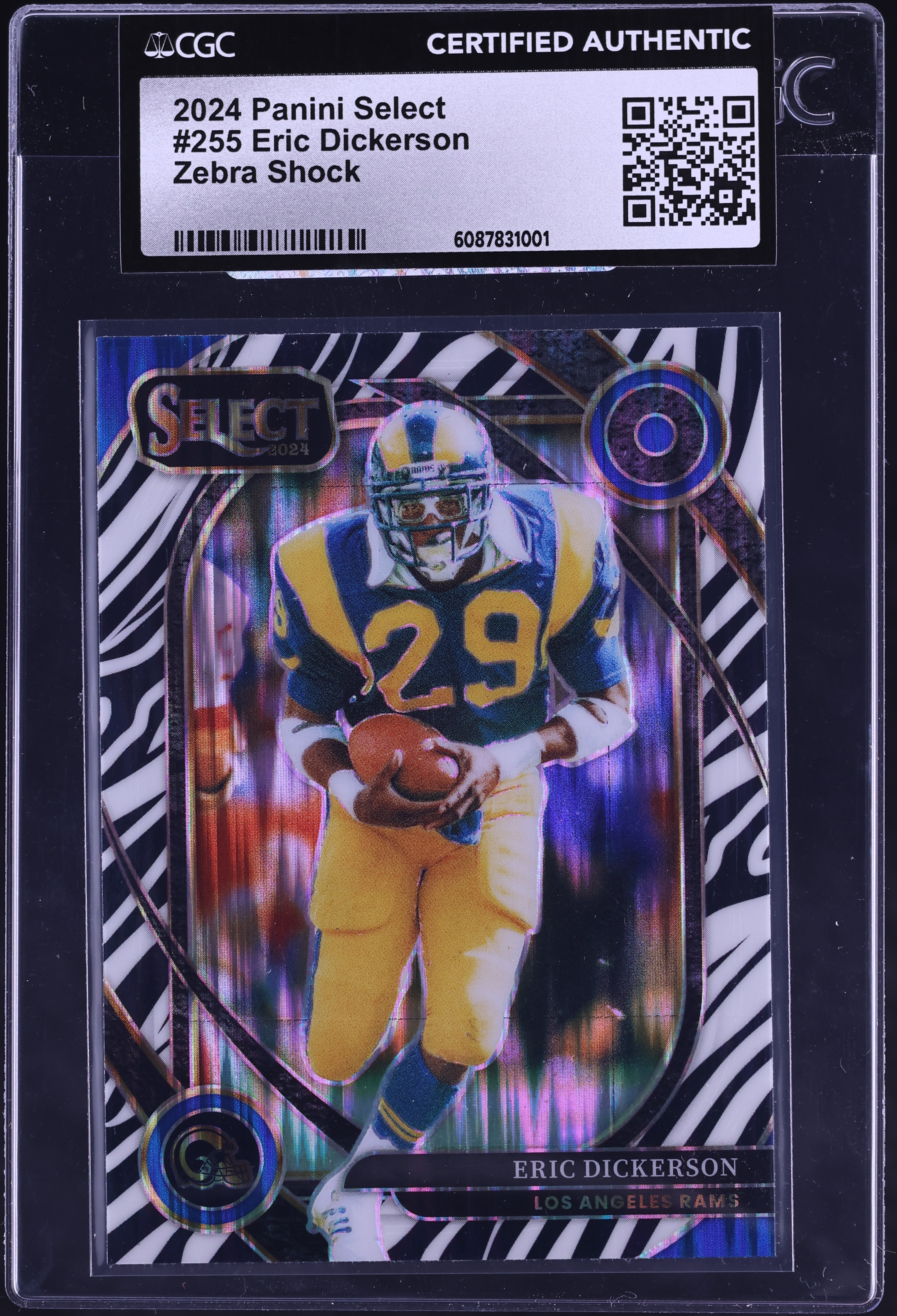 2024 Select Club Level Zebra Shock Eric Dickerson #255 CGC AUTH on
