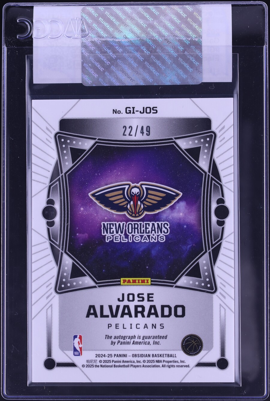 2024 Panini Obsidian Galaxy Ink Electric Etch Purple Flood Jose