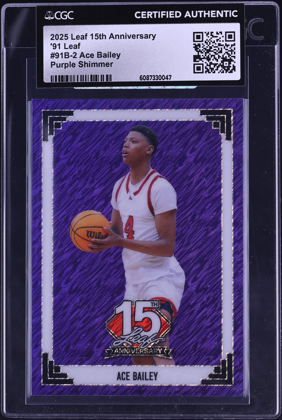 2025 Leaf 15th Anniversary '91 Purple Shimmer Ace Bailey ROOKIE /7 #91B-2 CGC AUTH