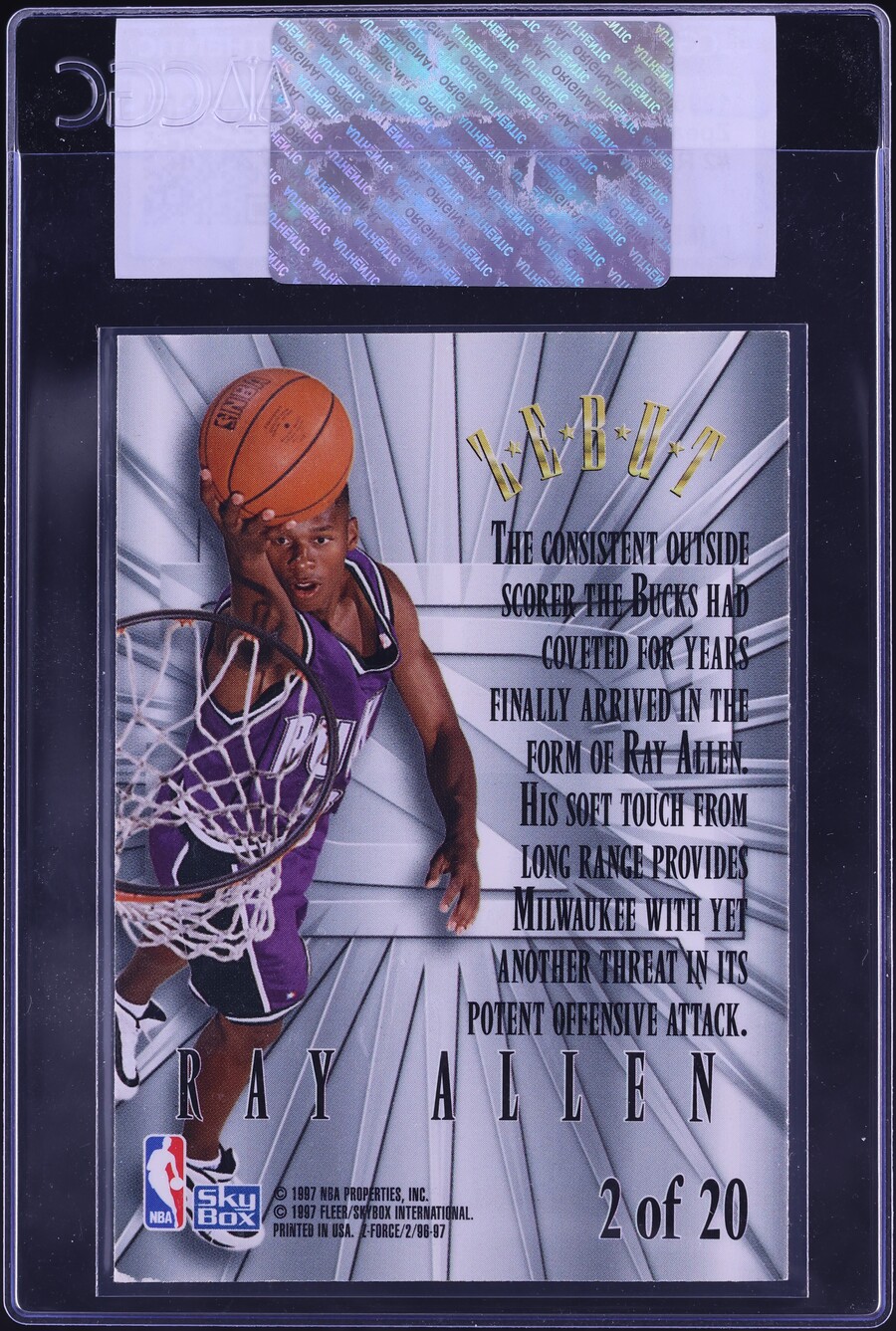 1996 SkyBox Z-Force Zpeat Zebut Ray Allen #2 CGC AUTH on Fanatics