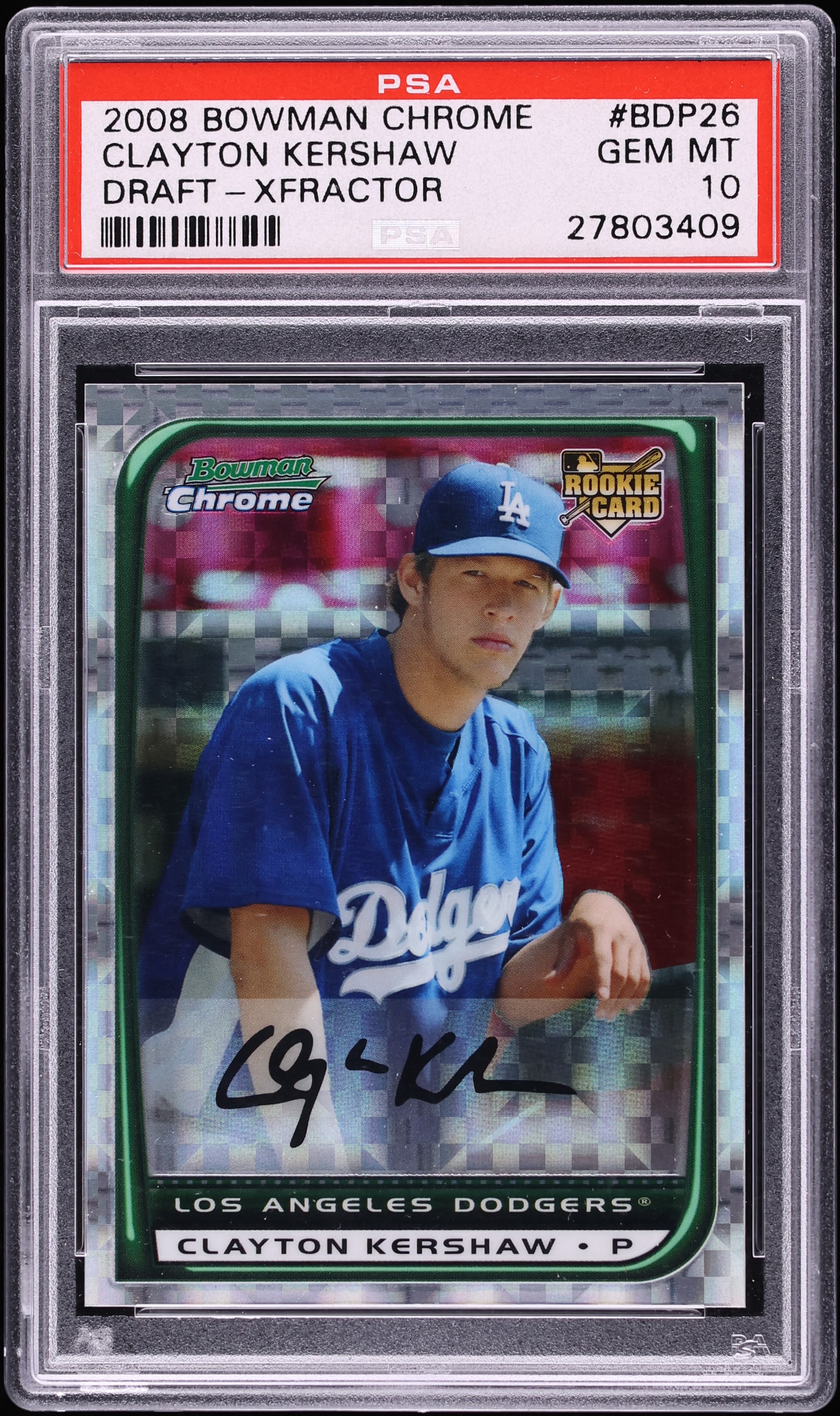 2008 Bowman Chrome Draft Xfractor Clayton Kershaw ROOKIE /199
