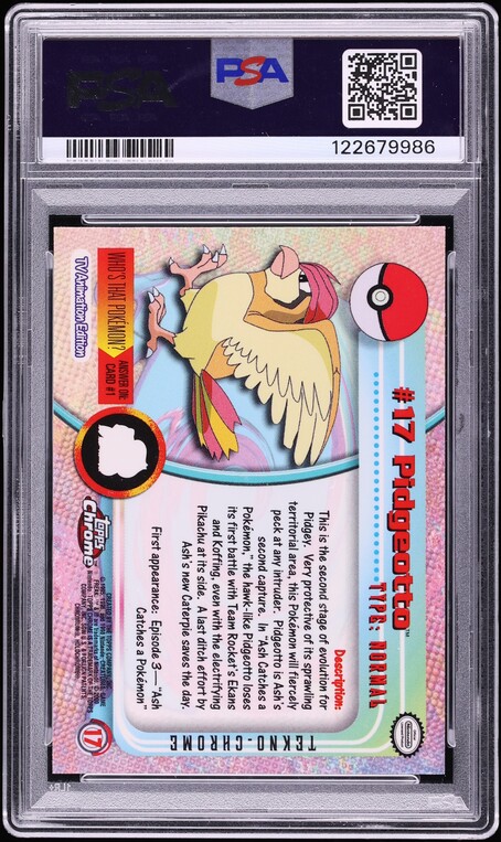 2000 Topps Chrome Pokemon Series 1 Tekno Pidgeotto #17 PSA 10 GEM MINT