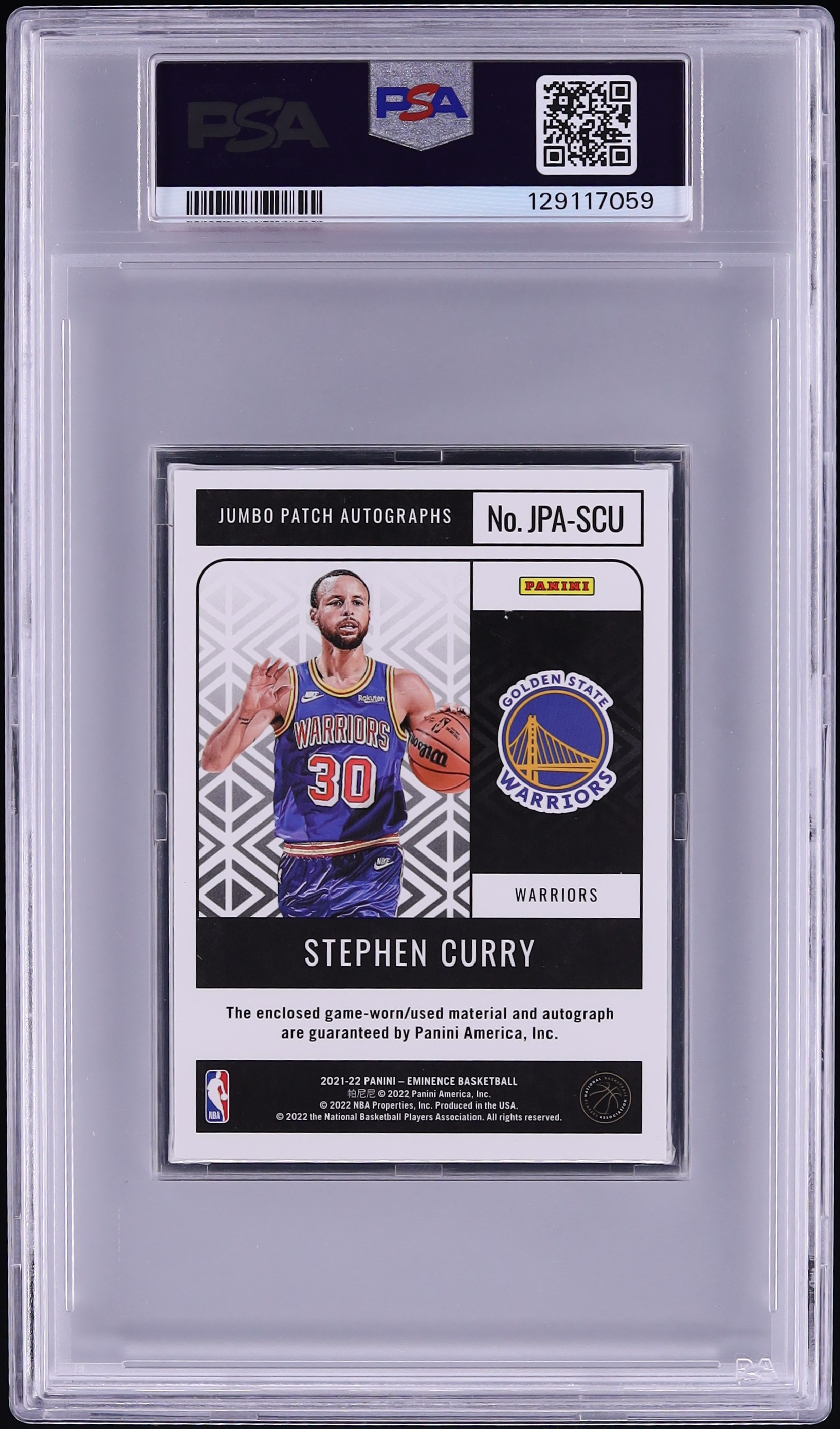 2021 Panini Eminence Jumbo Stephen Curry PATCH AUTO /10 #JPASCU 