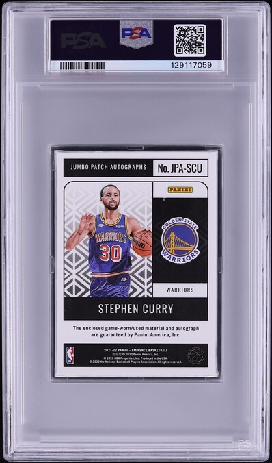 2021 Panini Eminence Jumbo Stephen Curry PATCH AUTO /10 #JPASCU PSA 7 NRMT