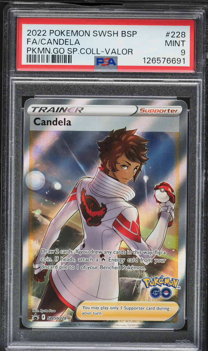 2022 Pokemon SWSH Black Star Promo GO Team Valor Full Art Candela #SWSH228 PSA 9 MINT