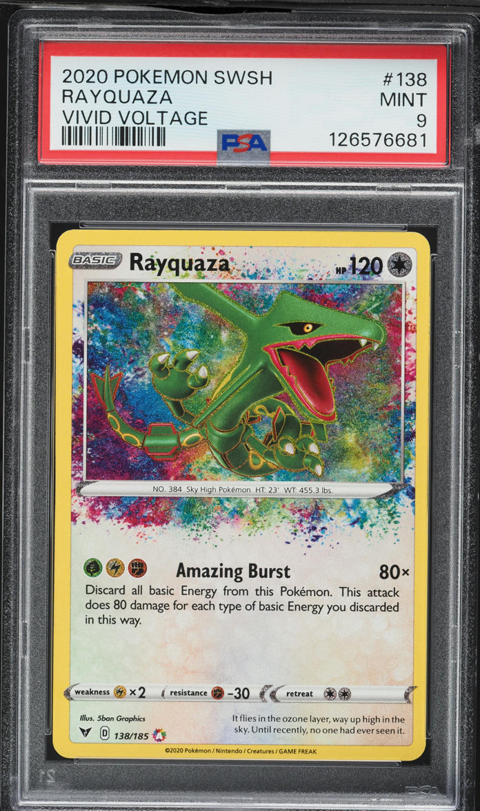 2020 Pokemon Sword & Shield Vivid Voltage Amazing Rare Rayquaza #138 PSA 9 MINT