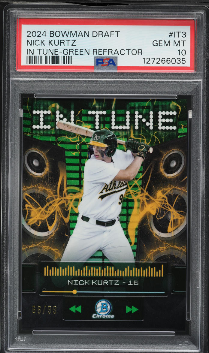 2024 Bowman Chrome Draft In Tune Green Refractor Nick Kurtz PROSPECT /99 #IT-3 PSA 10 GEM MINT